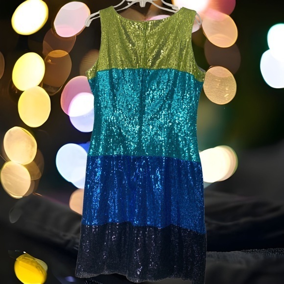 Gabby‎ Skye Color Block Sequin Dress Size 4 - Picture 2 of 5